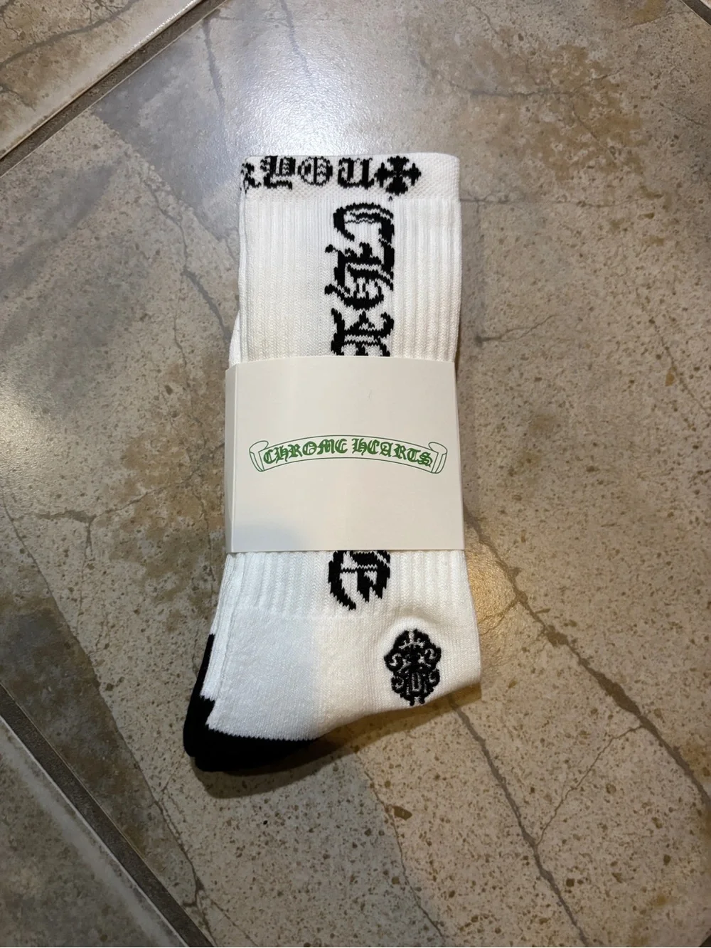 Chrome Hearts F*ck You socks white and black
